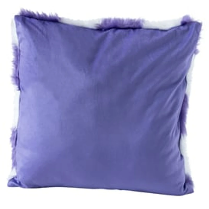 High Pile Faux Fur Pillow 16in - Purple Checkered