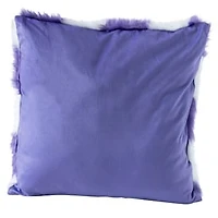 High Pile Faux Fur Pillow 16in - Purple Checkered