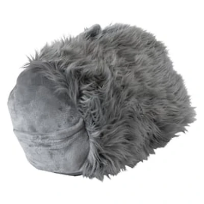 Faux Fur Wedge Pillow With Cellphone Pocket 21in