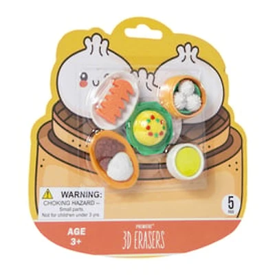 5-Count Dim Sum 3D Eraser Set