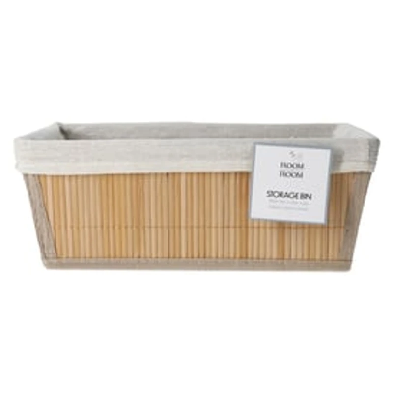 Lined Bamboo Storage Bin 12in x 8in