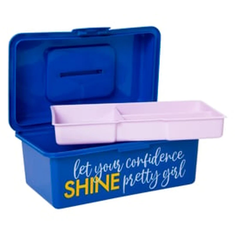 Storage Box With Organizer Tray 9.6in - Let Your Confidence Shine Pretty Girl