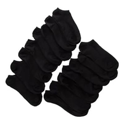 Ladies Solid Black Low Cut Socks 15-Pack