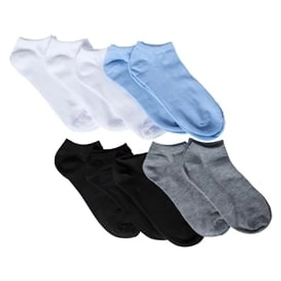 Ladies Blue, Gray, White Ankle Socks 10-Pack