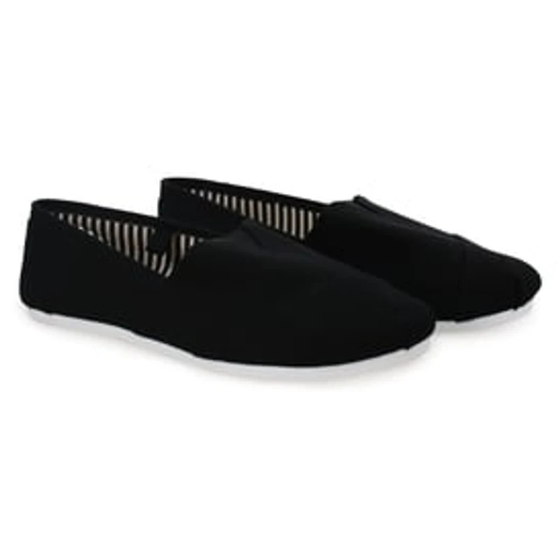 Ladies Canvas Slip-On Shoes - Black