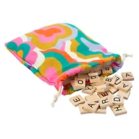 Wooden Crossword Tile Game With Pouch 100-Count