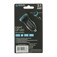 LED Light-Up Car Charger w/ 2 USB Ports