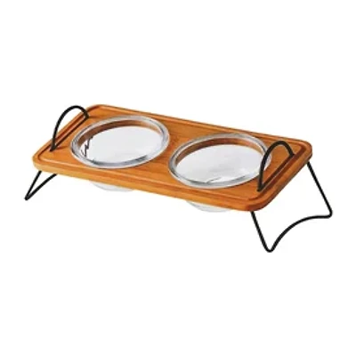 Pet Elevated Glass Double Diner 3-Piece Set