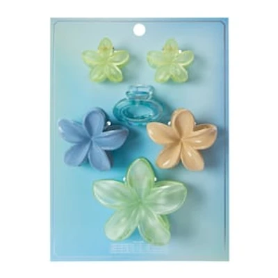 Floral Hibiscus Claw Clips Set 6-Count