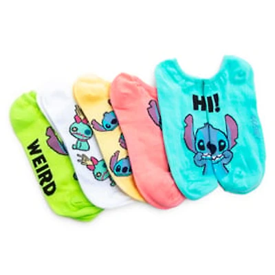 Disney Lilo & Stitch No Show Socks - Fun Words 5 Pack
