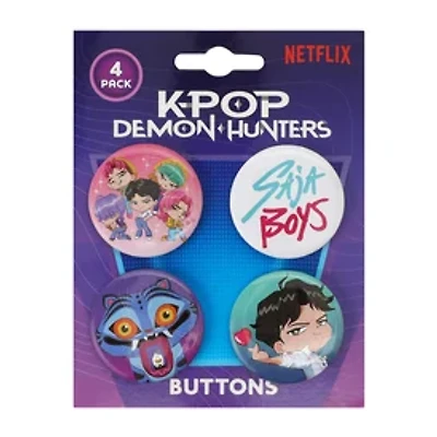 KPop Demon Hunters Buttons 4-Pack