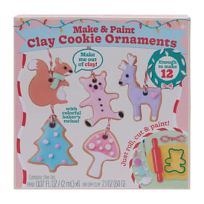 Make & Paint Clay Cookie Ornaments 12-Pack Set