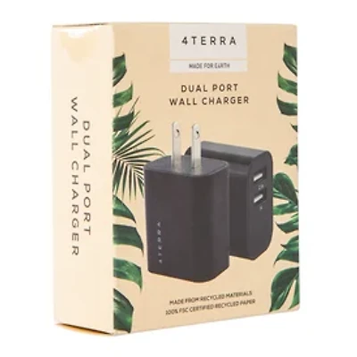 4Terra® Recycled USB-A Dual Port Wall Charger