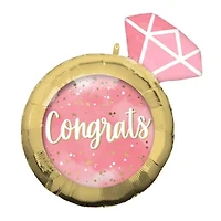 INFLATED 'Congrats' Engagement Ring Shaped Balloon 27in