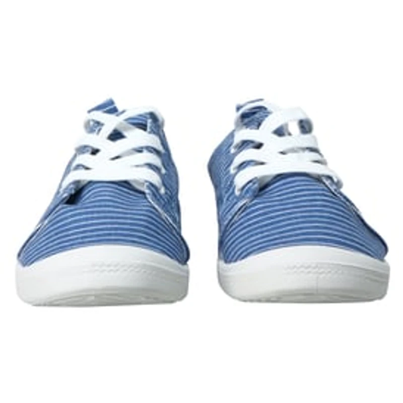 Ladies Blue Stripe Scrunch Back Sneakers