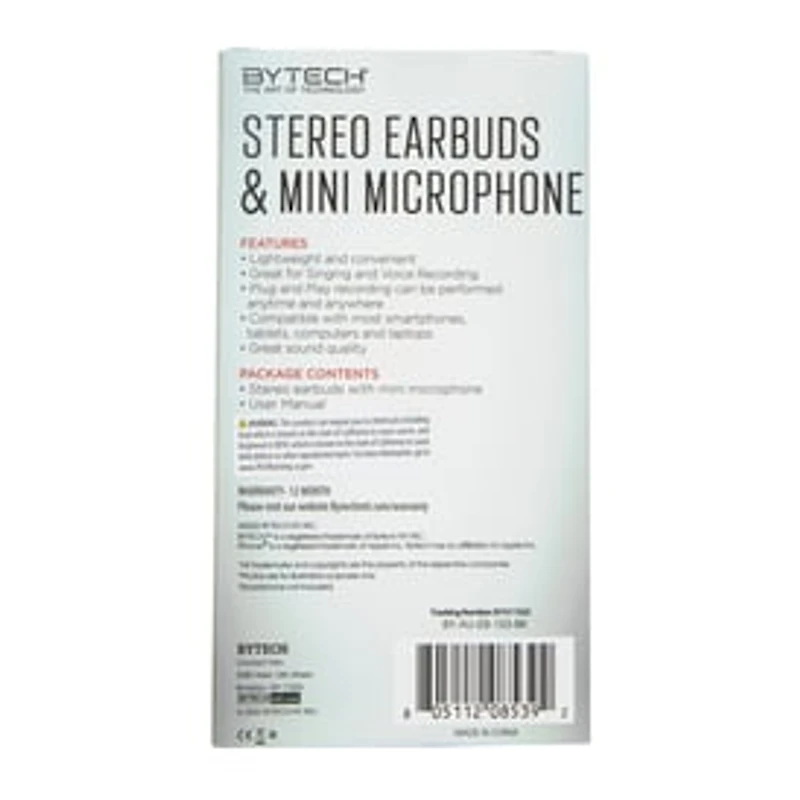 Stereo Earbuds & Mini Microphone