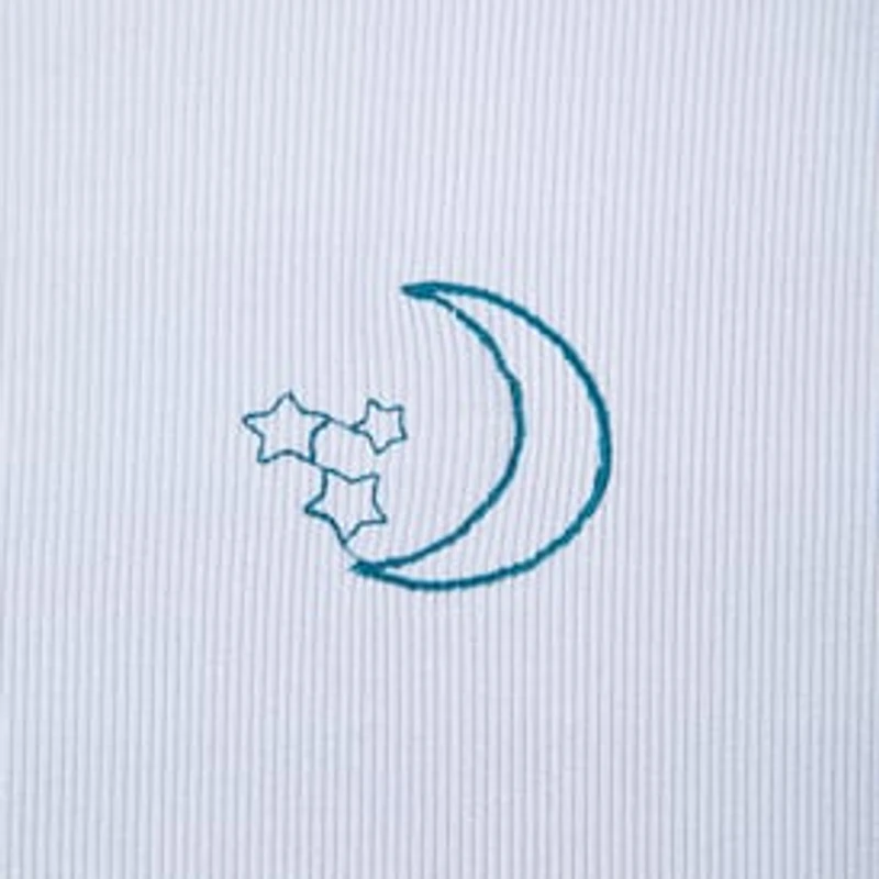 Juniors Embroidered Celestial Tee With Lettuce Hem
