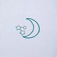 Juniors Embroidered Celestial Tee With Lettuce Hem