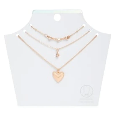 Gold Heart Layer Necklaces 3-Piece Set