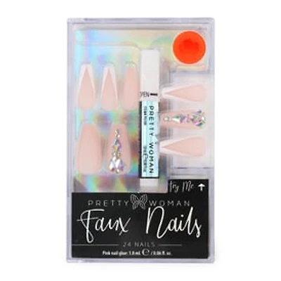 Pretty Woman Faux Nails 24-Piece Set With Nail Glue