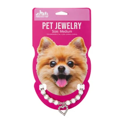 Pearl & Heart-Charm Pet Jewelry - Medium