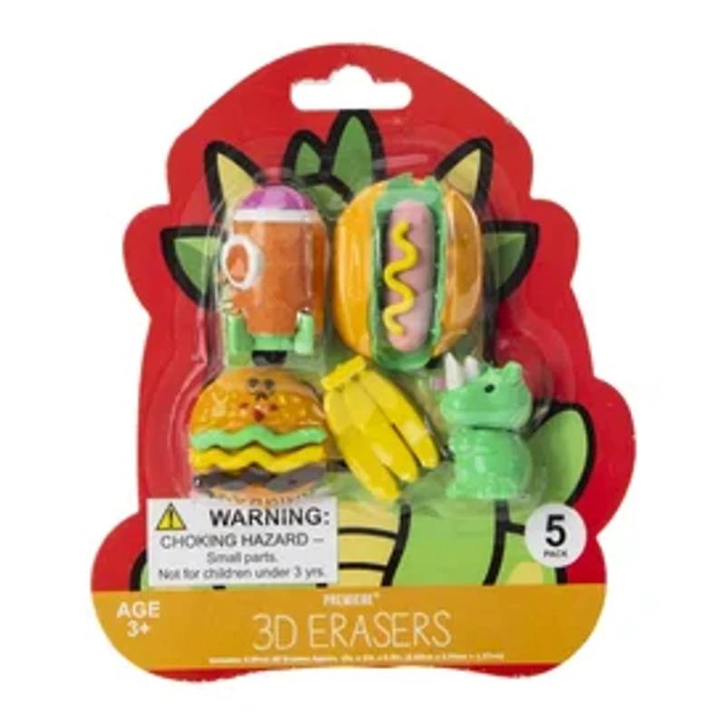 Dinosaur Foodie 3D Eraser Set 5-Pack