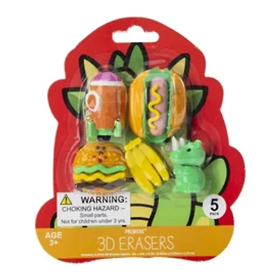 Dinosaur Foodie 3D Eraser Set 5-Pack