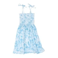 Blue Tie-Dye Smocked Sundress