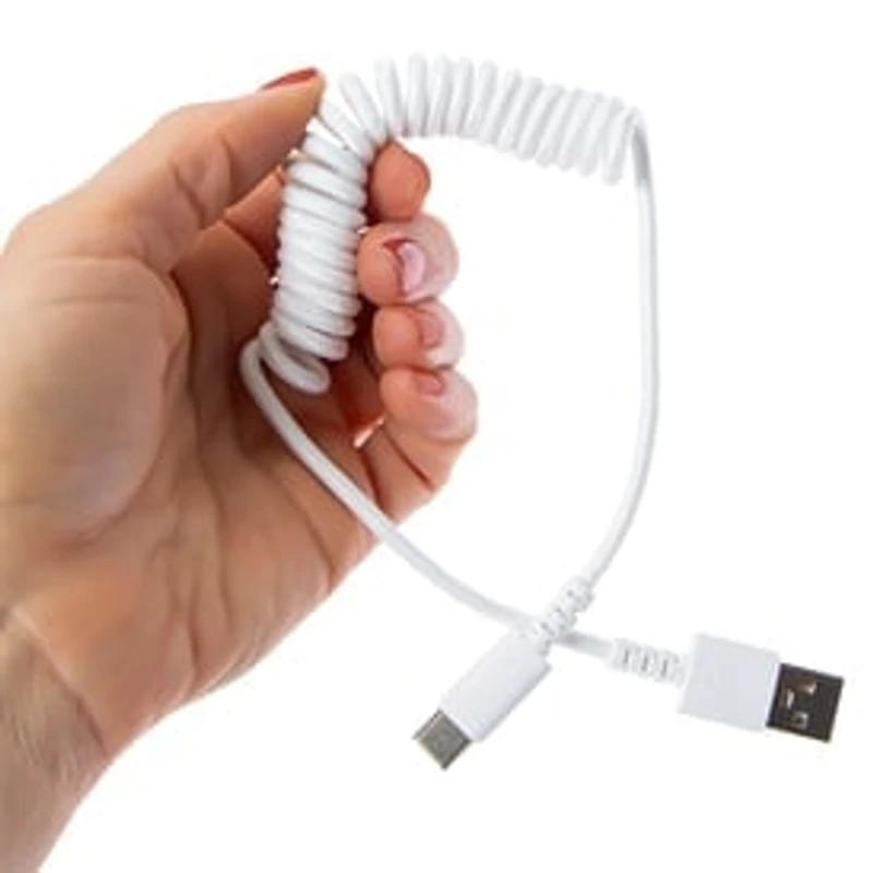 4ft USB-C Coil Cable - White