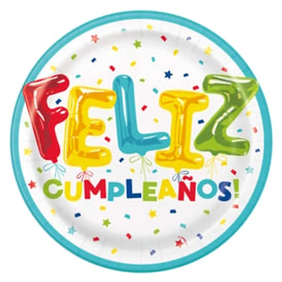 9in Paper Plates 8-Count - Feliz Cumpleanos