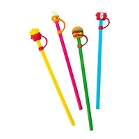 Reusable Straws With Removable Toppers 4-Pack