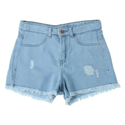 Distressed Denim Shorts With Frayed Hem