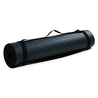 Series-8 Fitness™ Extra Thick Black Yoga Mat With Carrying Strap 68in x 24in x 0.3in
