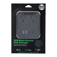 15W USB-C & USB Wall Charger With Outlets