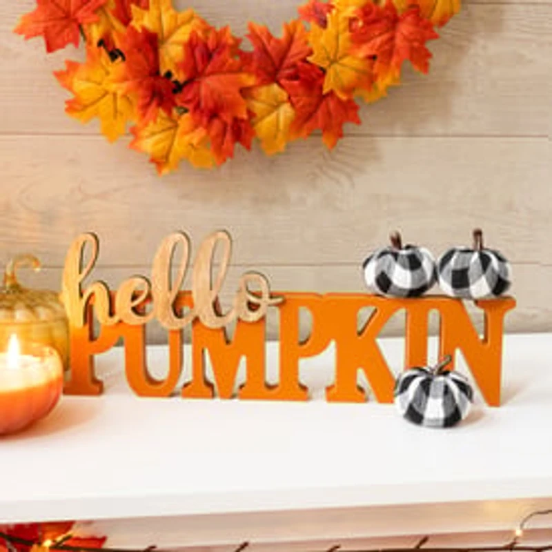 Hello Pumpkin' 3D Word Sign 13.9in x 5.2in