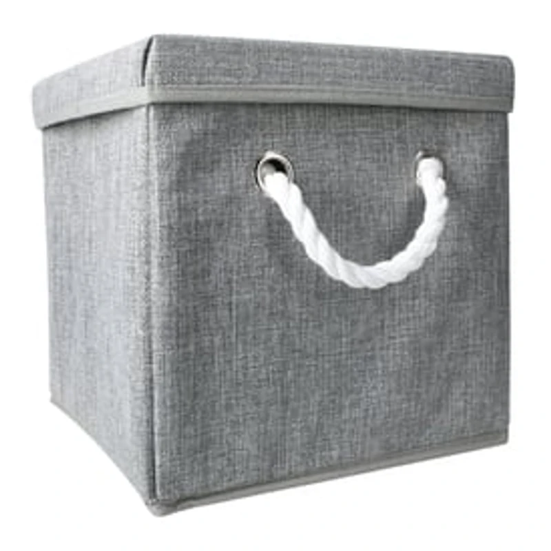 Collapsible Fabric Storage Cube With Rope Handles 10in