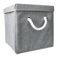 Collapsible Fabric Storage Cube With Rope Handles 10in