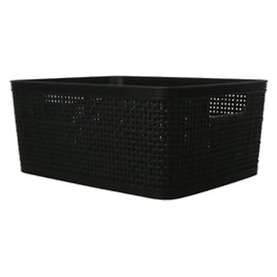 Medium Woven Plastic Storage Bin 9.6in x 7.5in