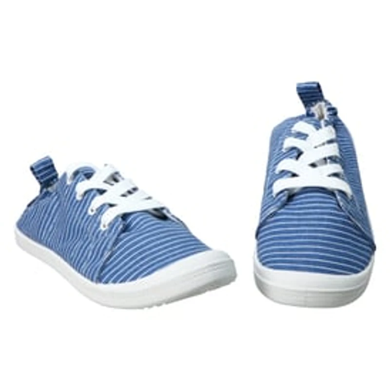 Ladies Blue Stripe Scrunch Back Sneakers