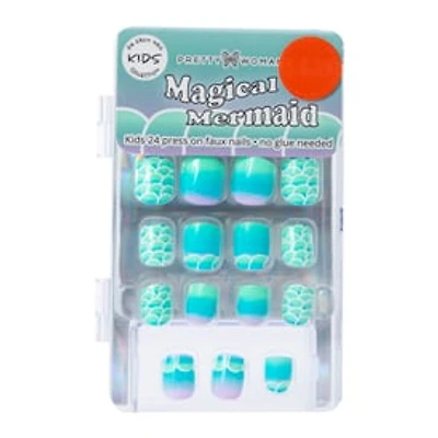 Pretty Woman Magical Mermaid Kids Press On Faux Nails 24-Piece Set