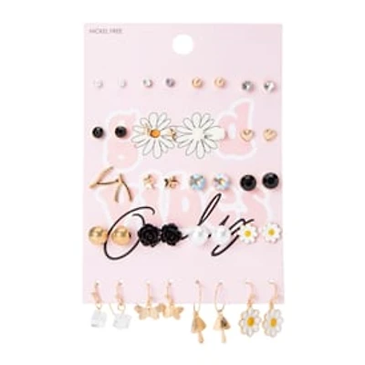 Good Vibes Only' Studs & Hoop Earrings 20-Pair Set