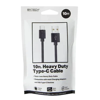 10ft Heavy Duty USB-C To USB-A Cable