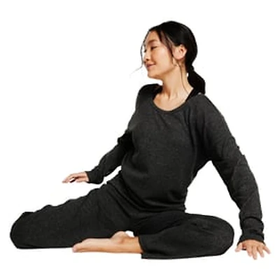 Juniors Twist-Back Lounge Top - Marled Black