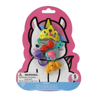 Premiere® Unicorn 3D Erasers 5-Pack