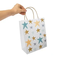 Medium Kraft Paper Gift Bags 6-Count 10in x 8in - Star Confetti
