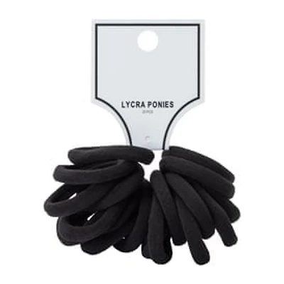 Black Lycra Ponies 20-Pieces