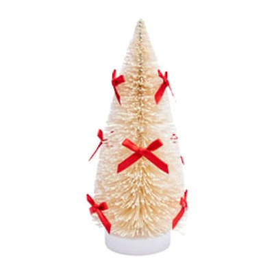 Christmas Brush Trees W/ Bows Décor