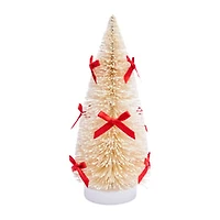 Christmas Brush Trees W/ Bows Décor
