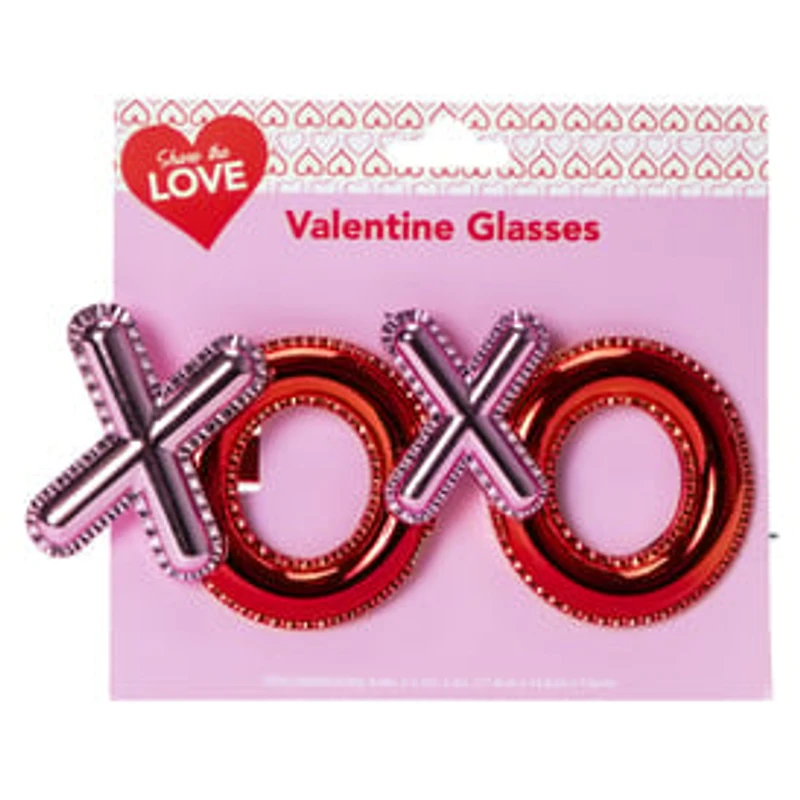 Valentine's Day XOXO Novelty Glasses