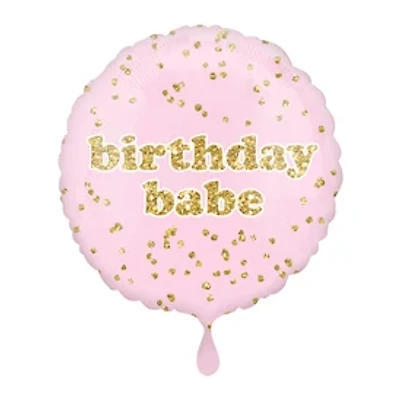INFLATED Glitter 'Birthday Babe' Round Foil Balloon 18in